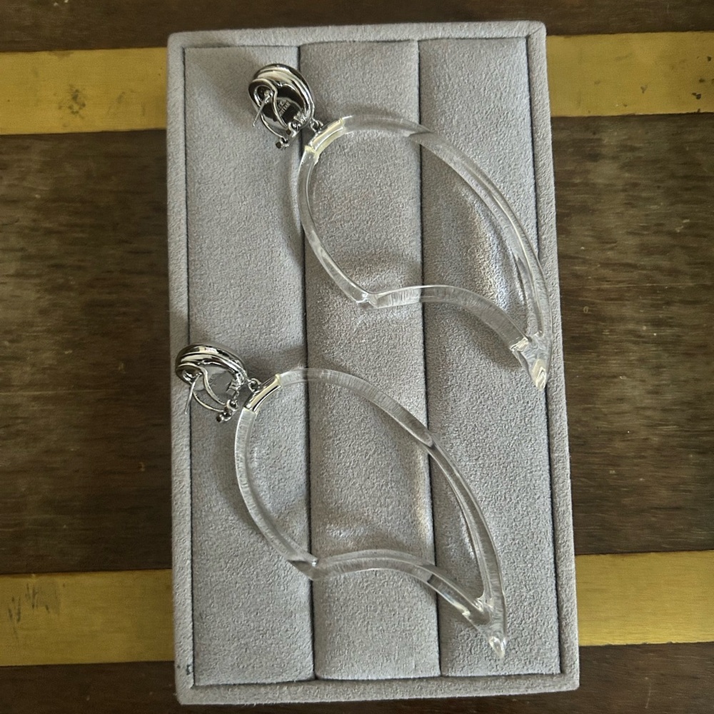 Alexis Bittar Asymmetrical Clear Lucite Post Earrings